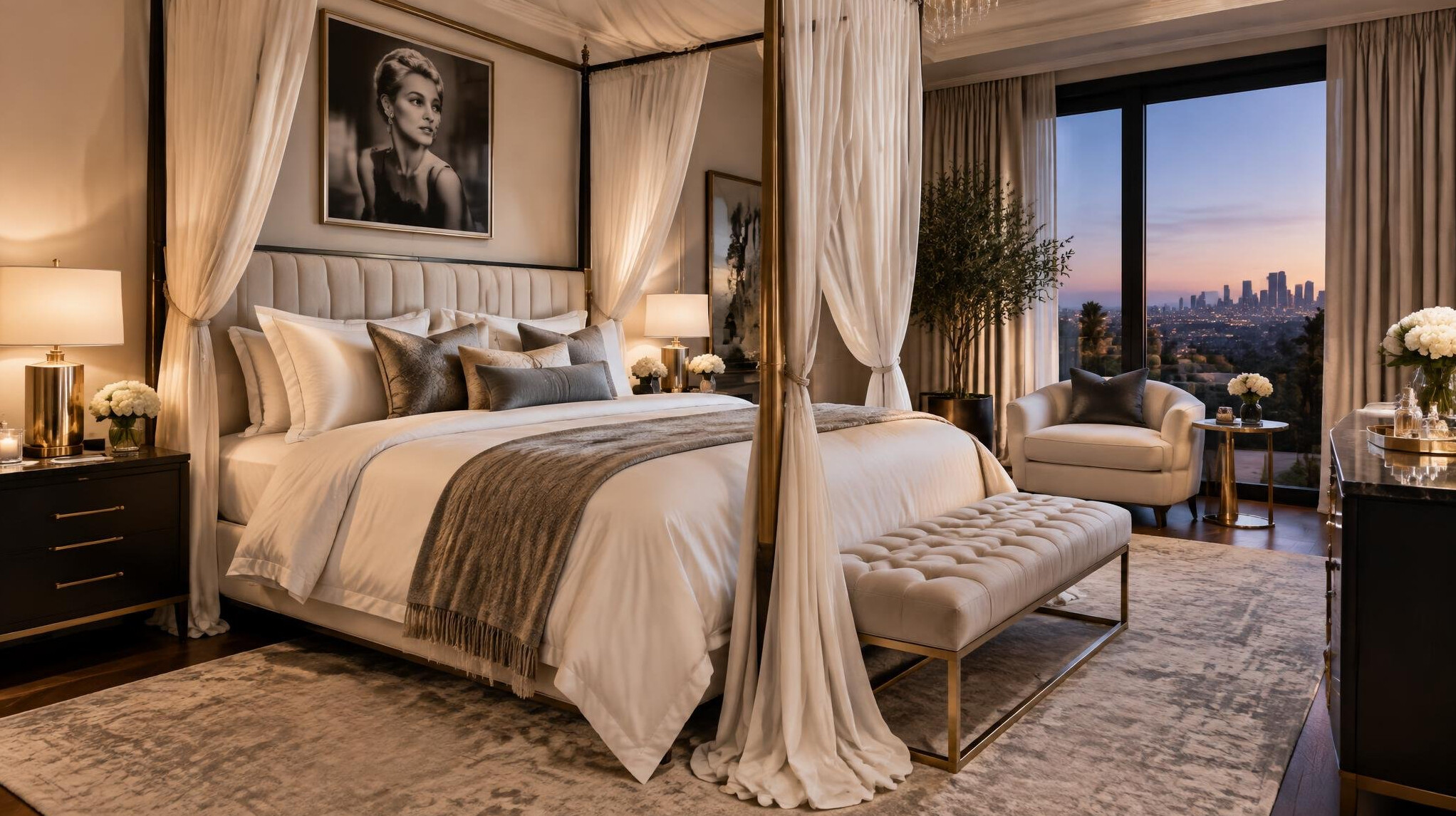 elegant bedroom with canopy bed