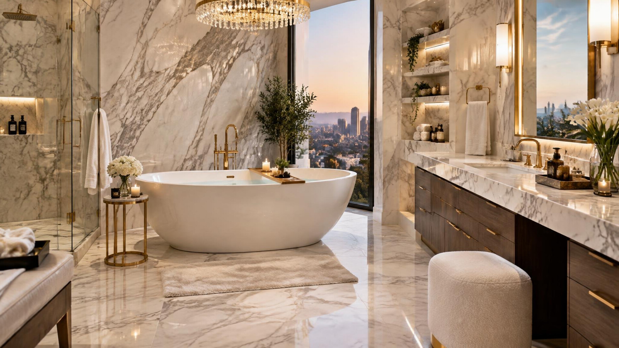 luxury bathroom with bathtub