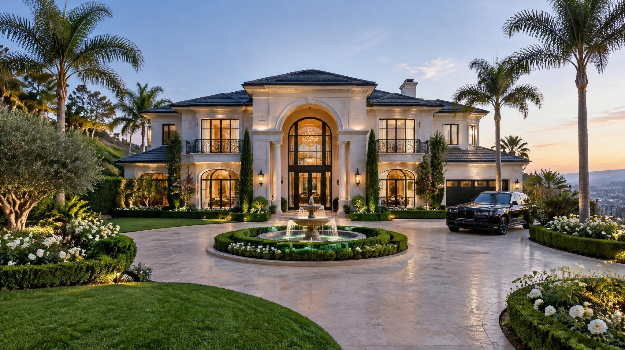 luxury celebrity mansion exterior