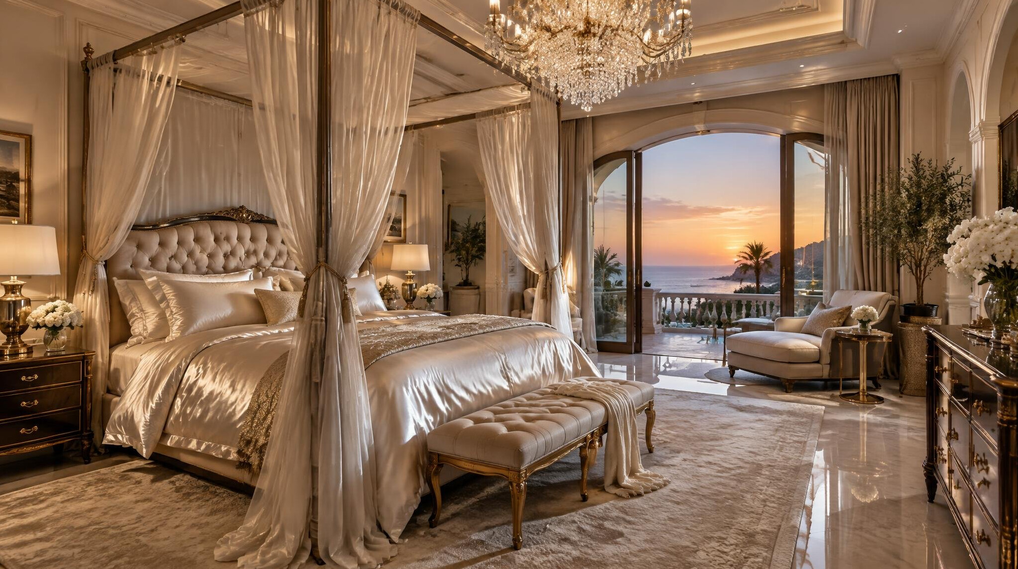 luxury bedroom with canopy bed