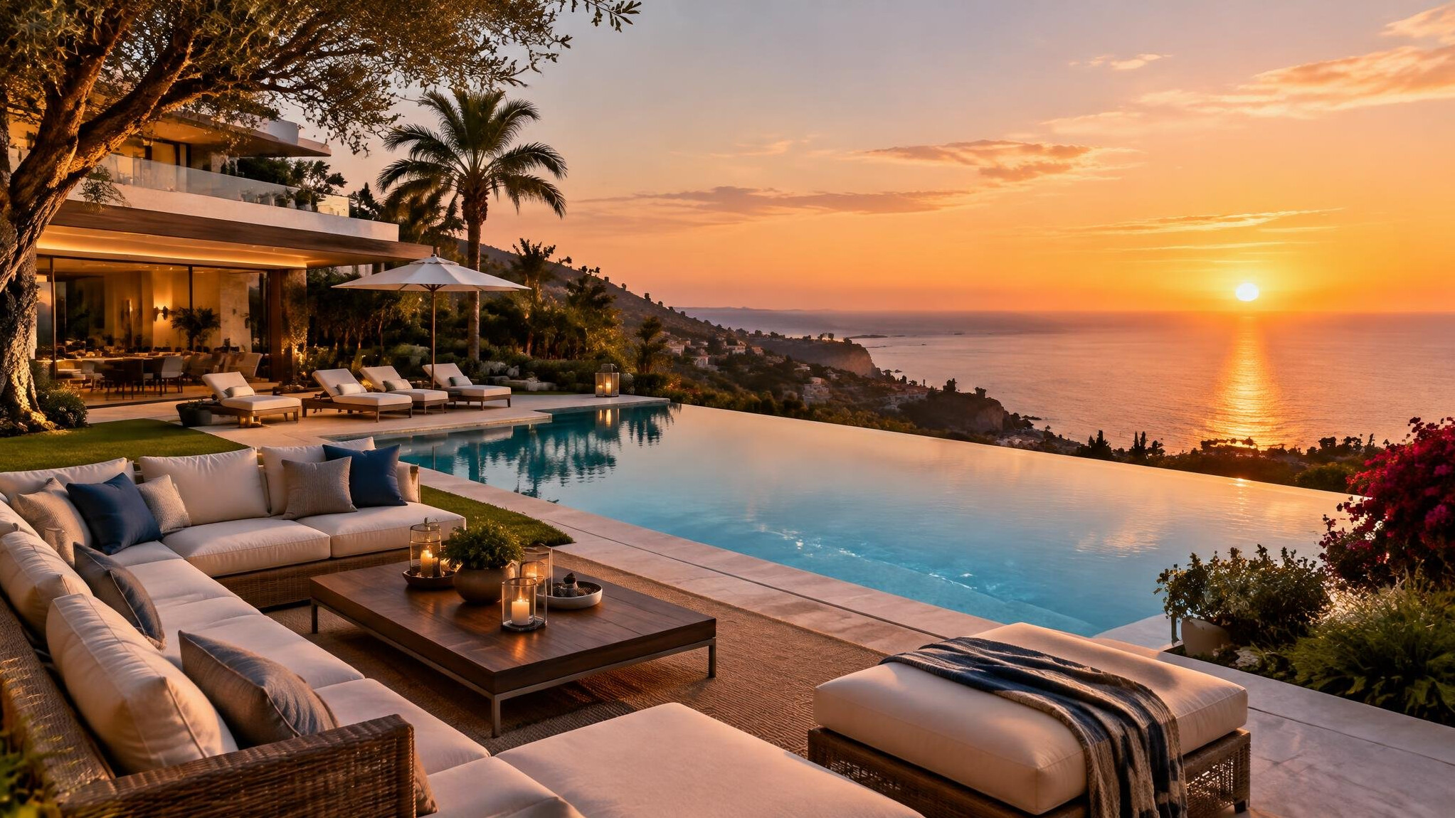luxury outdoor pool area