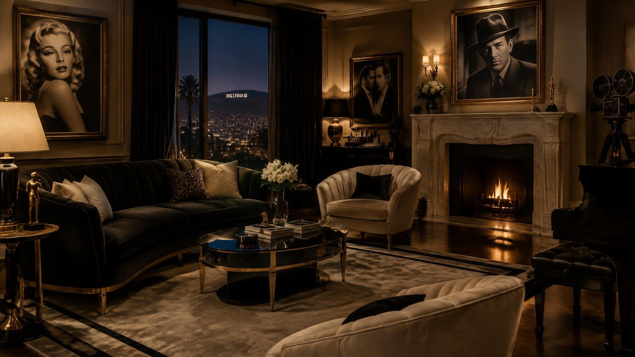 vintage hollywood living room