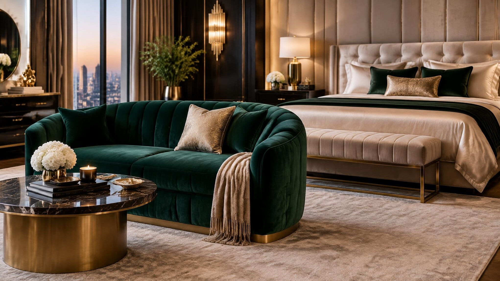 elegant velvet sofa